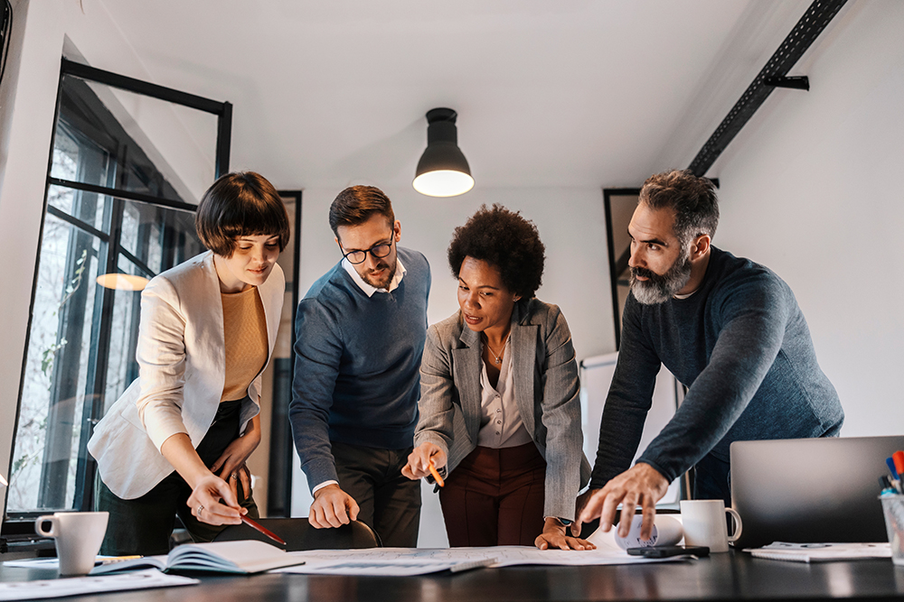 A group of business people in a meeting