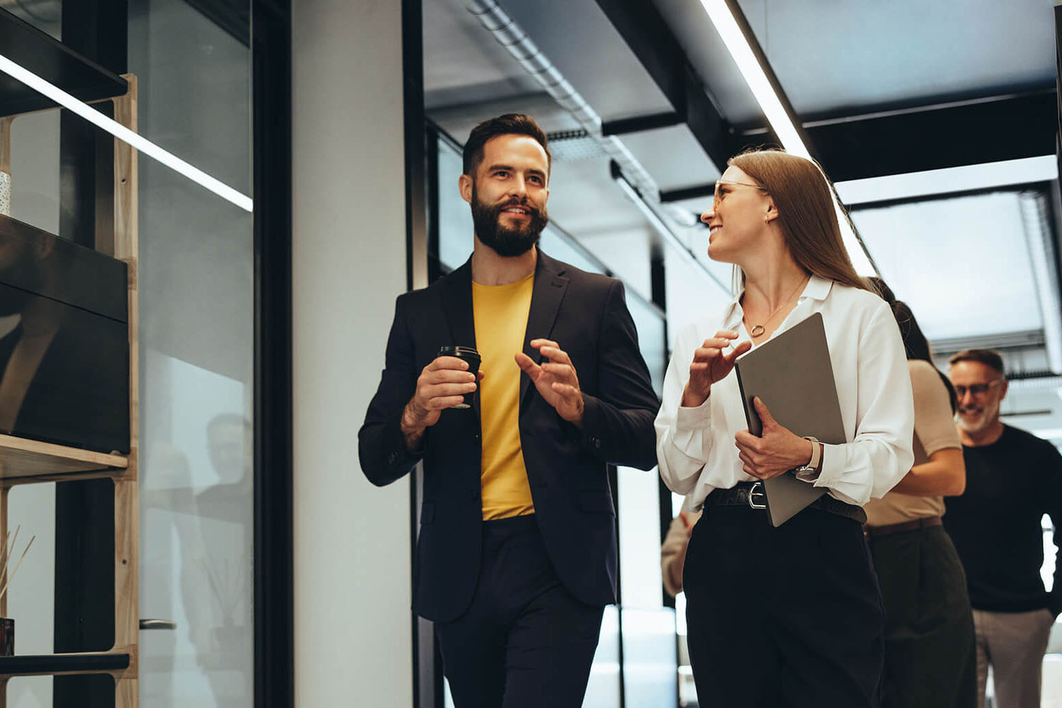 Young professionals having a discussion in an office